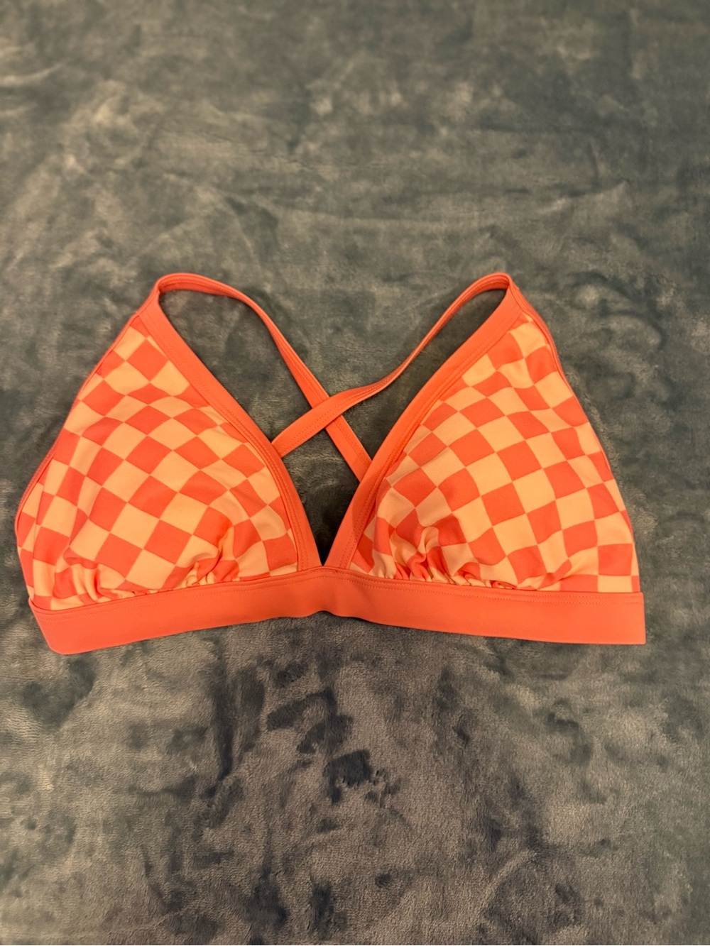 Checkerboard Triangle Bralette - Orange